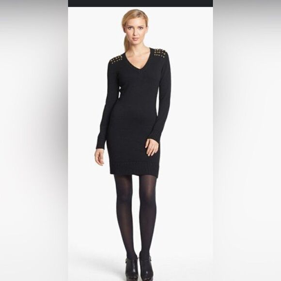 MICHEAL KORS STUDDED  V NECK ASTOR DRESS - Picture 1 of 11
